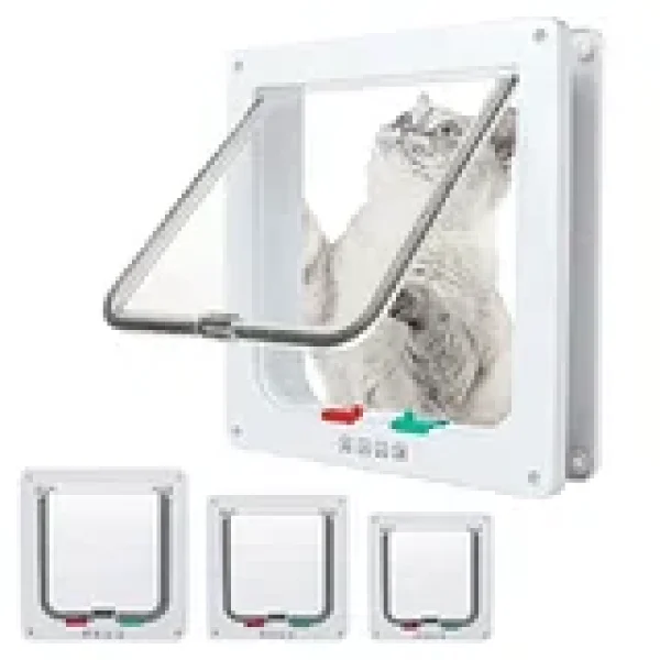 EGETOTA Cat Door Flap Extra Large, 4-Way Locking
